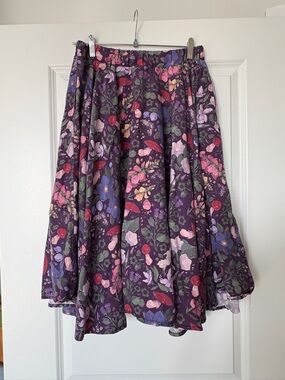 Morning Witch sz. small/medium Poison Touch floral Midi Circle Skirt Mushroom